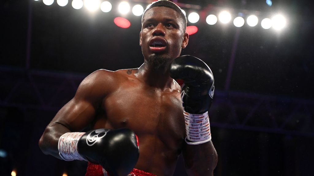 Ammo Williams seen here in action during a previous bout in London - in an undercard fight between Ammo Williams and Javier Francisco Maciel at the Alexandra Palace on February 12, 2022 in London, England. Williams returns to action in London this weekend. ALEX DAVIDSON/GETTY IMAGES