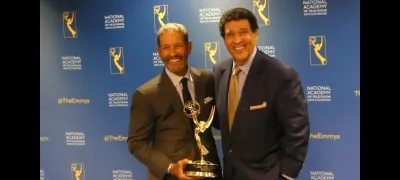 Bryant Gumbel and Greg Gumbel. (Photo by Derrel Jazz Johnson for rolling out.)