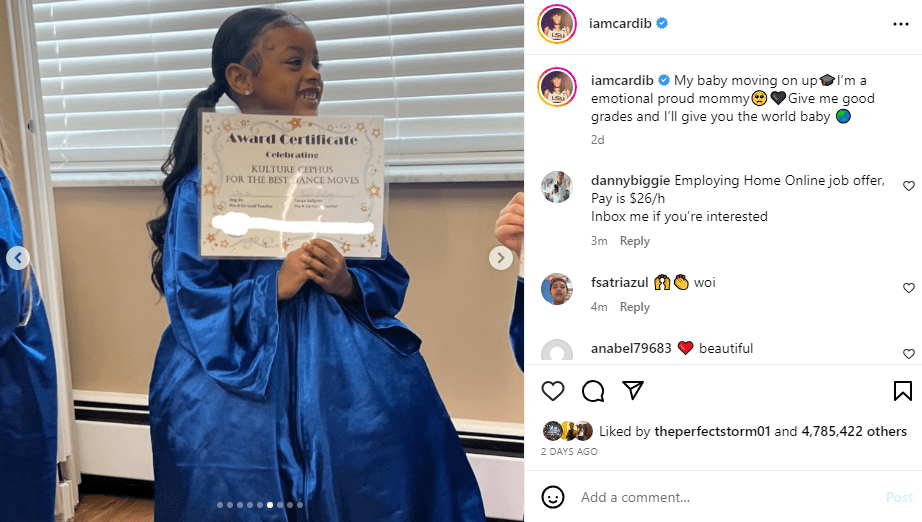 Cardi B celebrates daughter's pre-kindargarten graduation (photo)