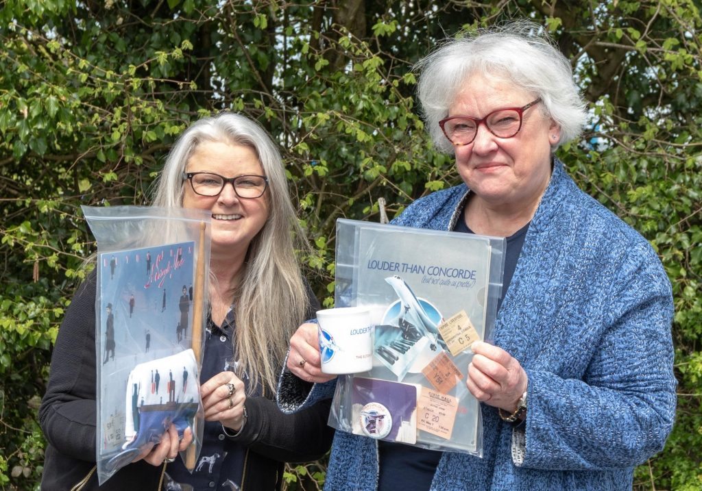 Hansons music consultant Claire Howell, left, with Elton John superfan Deborah Williams. (Hansons Auctioneers via SWNS)