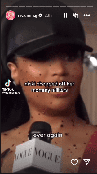 Nicki Minaj shows off breast reduction (video)