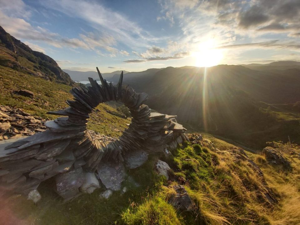 Mystery artwork made out of slate, created by an anonymous artist dubbed Borrowdale Banksy. (Daniel Farrington via SWNS)