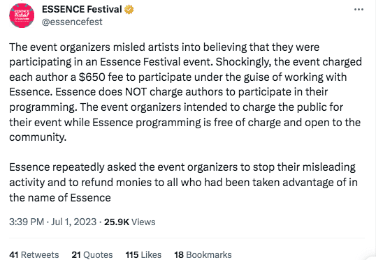 Essence Festival of Culture drops lawsuit against Black bookstore