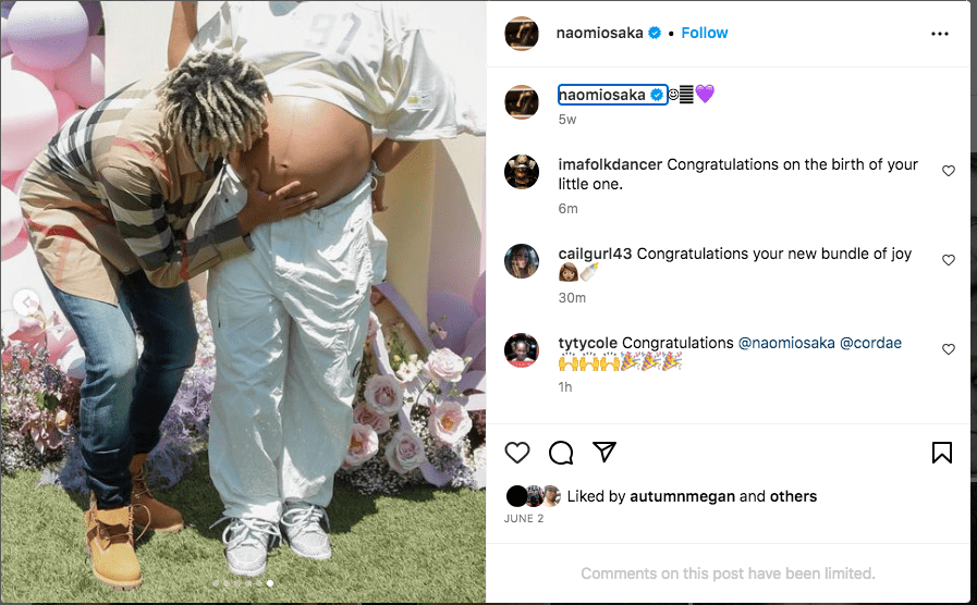 Naomi Osaka's boyfriend Cordae reveals baby girl's name