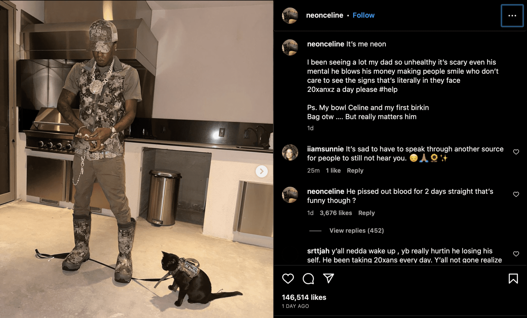 NBA YoungBoy causes concern after troubling Instagram post from cat