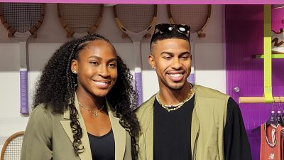 Coco Gauff and Franciso Lindor at the New Balance store in New York City. (Photo by Derrel Jazz Johnson.)