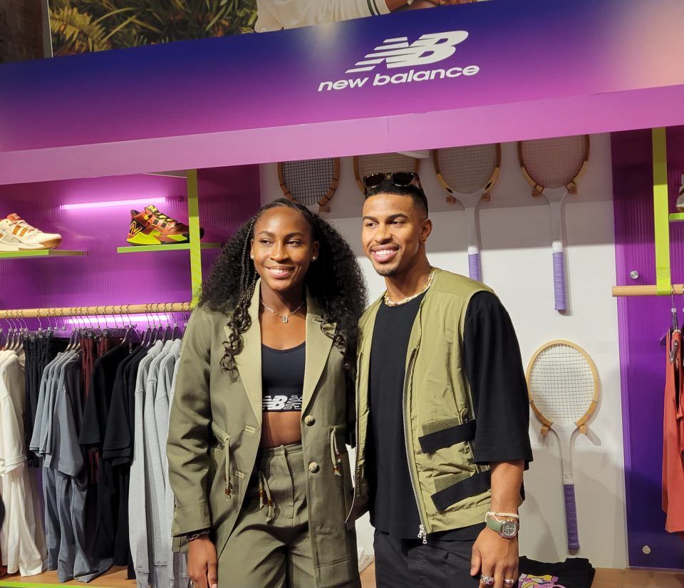 Coco Gauff and Franciso Lindor at the New Balance store in New York City. (Photo by Derrel Jazz Johnson.)