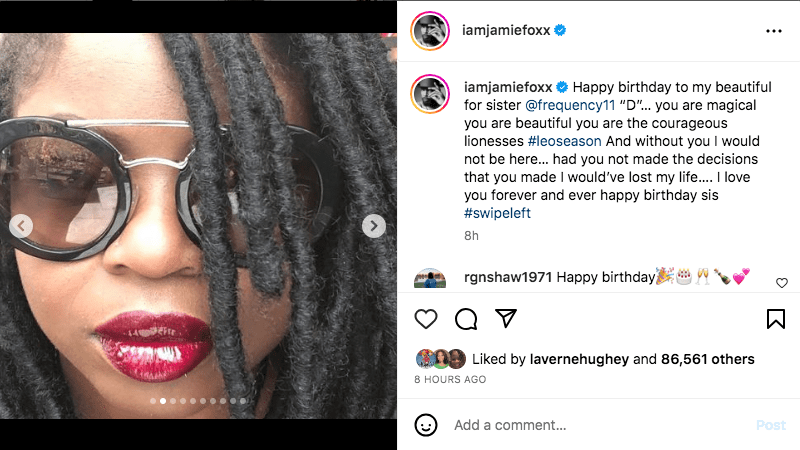 Jamie Foxx wishes sister happy birthday, praises her for saving his life