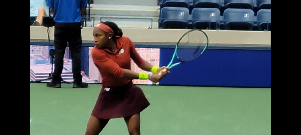 Coco Gauff at the 2023 US Open. (Photo by Derrel Jazz Johnson for rolling out.)