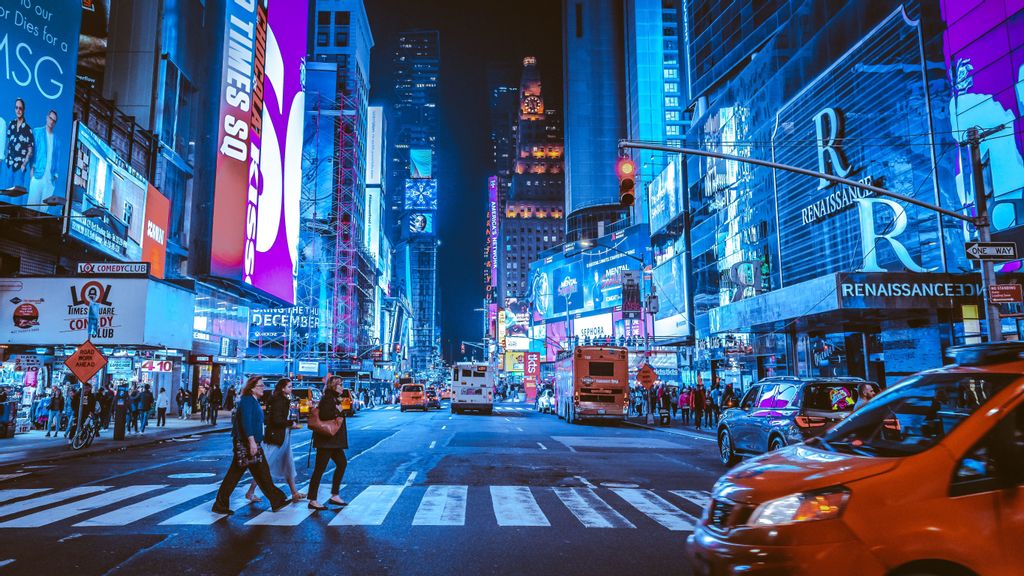 Time Square in New York City (NYC) where Travis and Taylor made a surprise attendance of SNL show on Saturday night. ANDREAS NIENDROF/UNSPLASH.