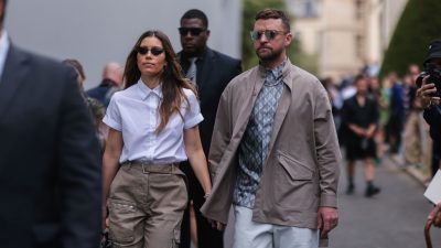 Jessica Biel (L) and Justin Timberlake (R) outside the Dior Homme show, during Paris Fashion Week - Menswear Spring/Summer 2023 on June 24, 2022 in Paris, France. The couple were seen holidaying in Rome this Monday October 2. JEREMY MOELLER/GETTY IMAGES.