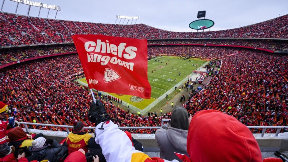 Fans cheer at Arrowhead Stadium before the Kansas City Chiefs face the Houston Texans in their AFC Divisional round playoff game in 2020. Taylor Swift is rumored to have bought a suite at the Stadium for the remaining 2023 season. AP PHOTO/REED HOFFMAN.