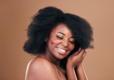 Natural,,Black,Woman,And,Hair,Care,With,Beauty,,Smile,And