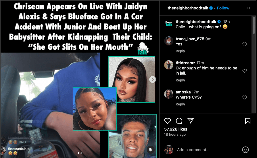 Blueface accuses Chrisean Rock and Jaidyn Alexis of trashing his home (photo)