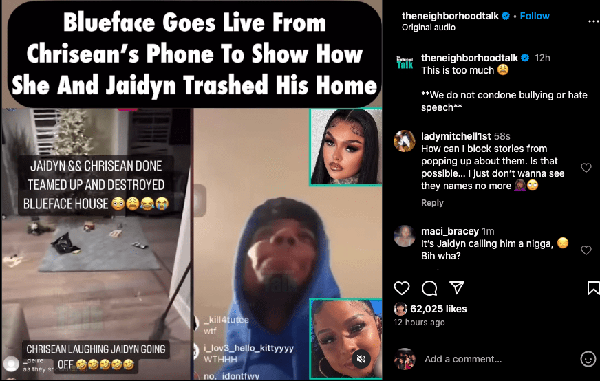 Blueface accuses Chrisean Rock and Jaidyn Alexis of trashing his home ...