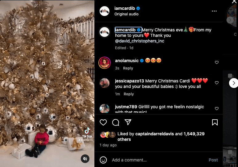 Cardi B Shows Off 'Beautiful' Christmas Decorations