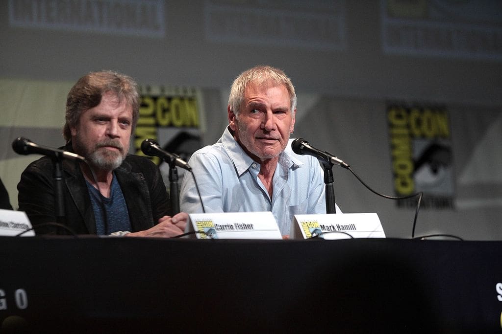 Harrison Ford and Mark Hamill in 2015. GAGE SKIDMORE VIA WIKIMEDIA COMMONS.