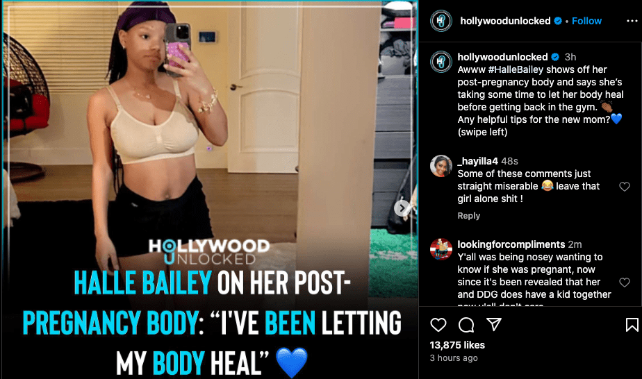 Halle Bailey shares post-baby body (photo)