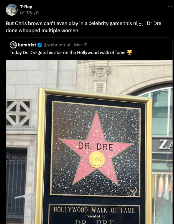 Chris Brown fans outraged by Dr. Dre's Hollywood Walk of Fame honor