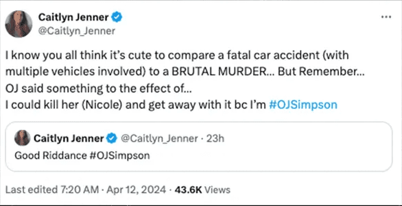 Caitlyn Jenner slams comparisons to O.J. Simpson and his fatal car wreck