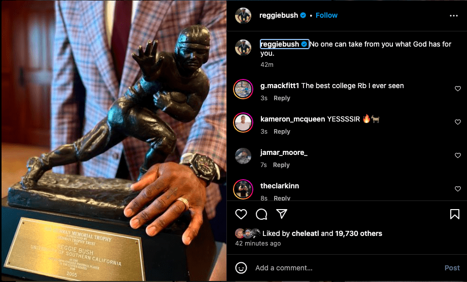 Reggie Bush getting his Heisman Trophy back