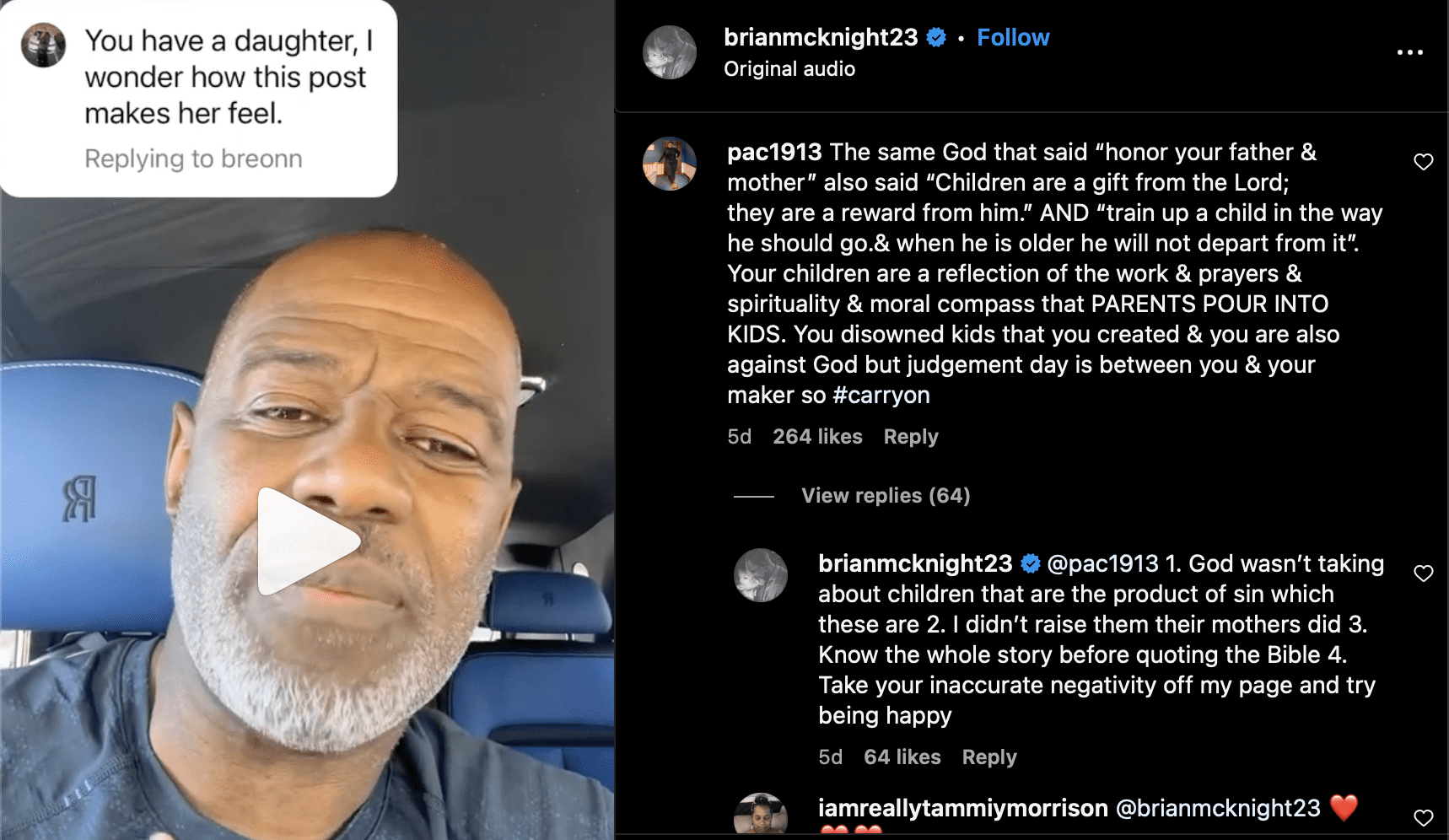 Paternally petty Brian McKnight continues dissing his biological children
