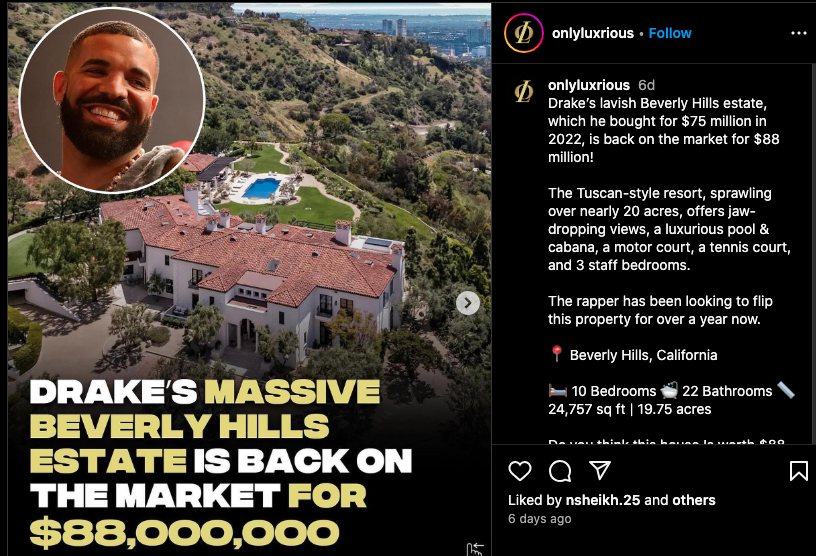 Drake selling $88M mansion in Beverly Hills (photos)