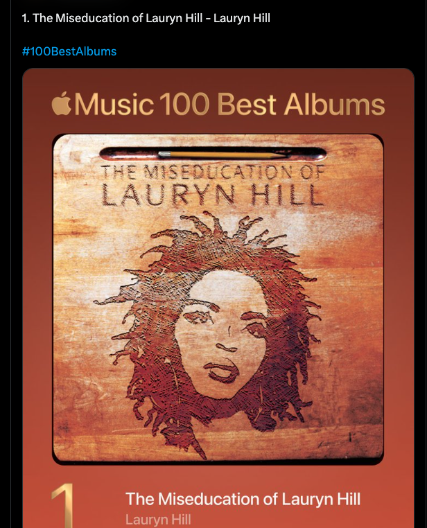 Lauryn Hill's album named the best ever by Apple Music, inciting outrage