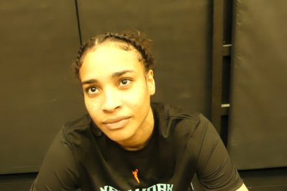 Esmery Martinez of the New York Liberty (Photo by Derrel Jazz Johnson for rolling out)