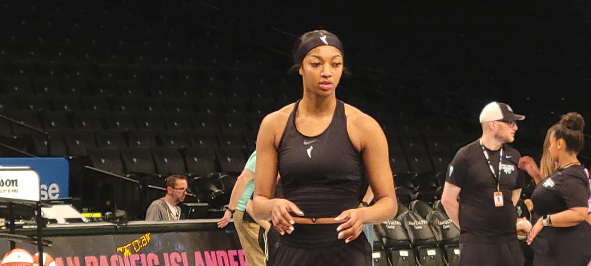 Angel Reese of the Chicago Sky warming up before a game (Photo by Derrel Jazz Johnson for rolling out)
