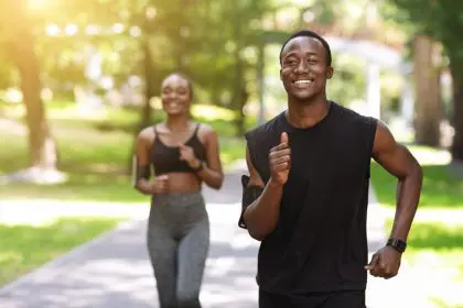 Black couple running extreme heat