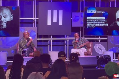 Steve Stoute and Jermaine Dupri speak at a public discussion at Ally SelectCon Atlanta