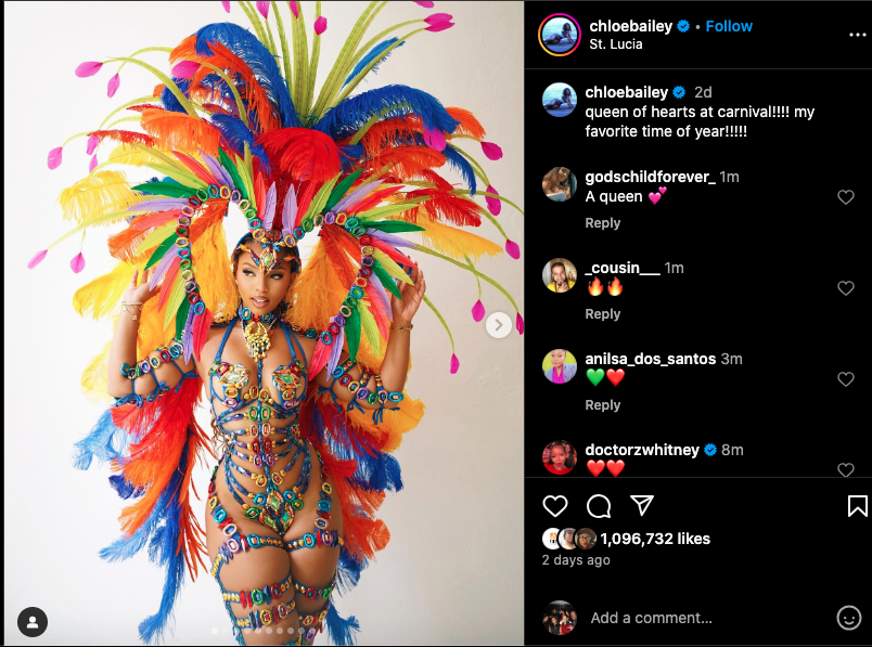 Chlöe Bailey shuts down internet with carnival outfit (photo)