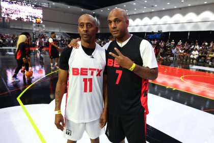 LOS ANGELES, CALIFORNIA - JUNE 29: (L-R) Hosts Gillie Da King and Wallo attend the BET Experience Celebrity Basketball Game on June 29, 2024 in Los Angeles, California. (Photo by Leon Bennett/Getty Images for BET)