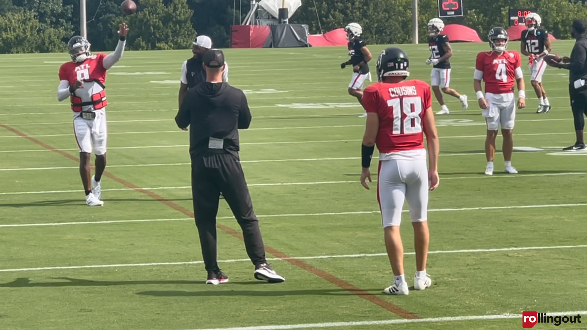 Atlanta Falcons quarterbacks Michael Penix and Kirk Cousins