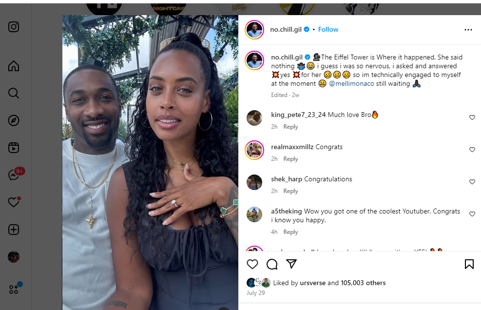 Gilbert Arenas' fiancée presents him with an engagement ring (photos)