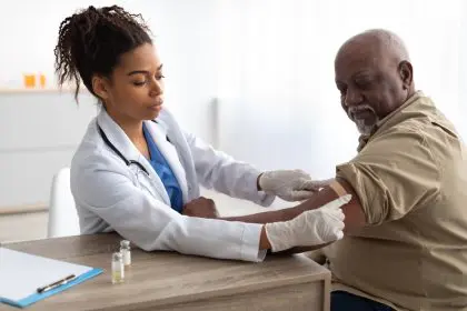 patient getting injected with tamiflu