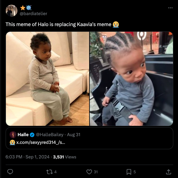 Hailey Bailey and DDG's toddler Halo goes viral as new favorite meme (photos)