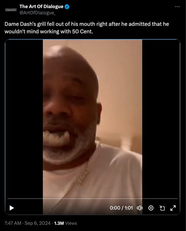 Dame Dash's laughs off his dentures falling out and 50 Cent clowning him