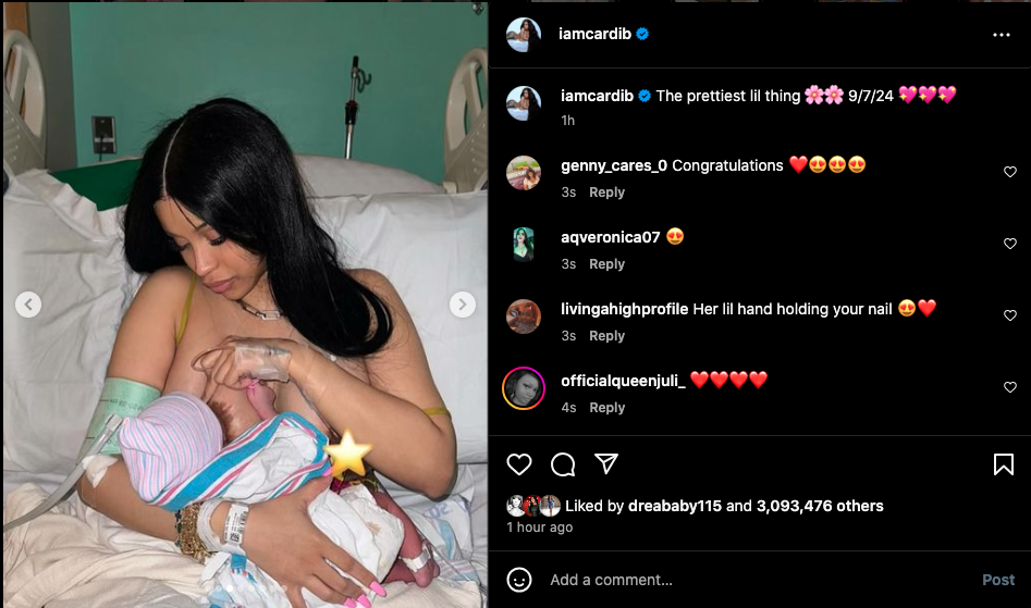 Cardi B shares heartwarming breasfeeding photos of newborn daughter