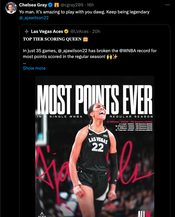 A'ja Wilson honored by sports legends for breaking all-time scoring mark