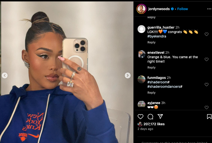 Jordyn Woods' fans congratulate her after seeing rock on ring finger (photos)