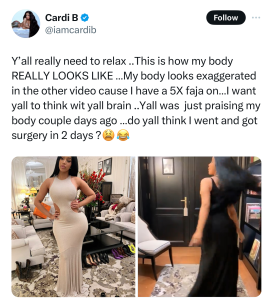 Cardi B gets vicious with fans for laughing at her post-baby body