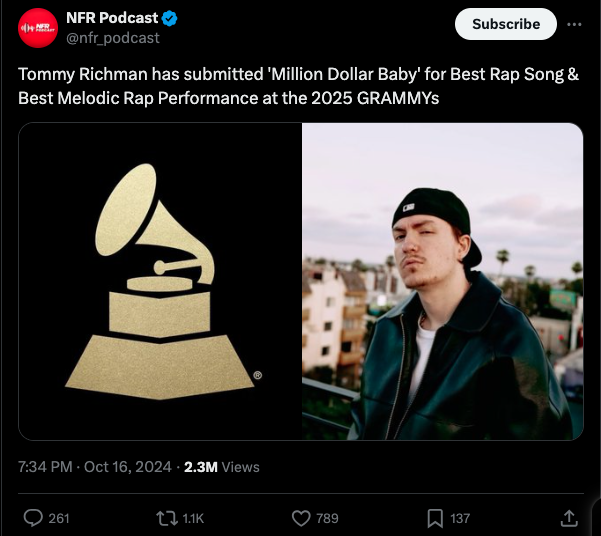 Tommy Richman slammed for rap Grammy submission after denying he's hip-hop