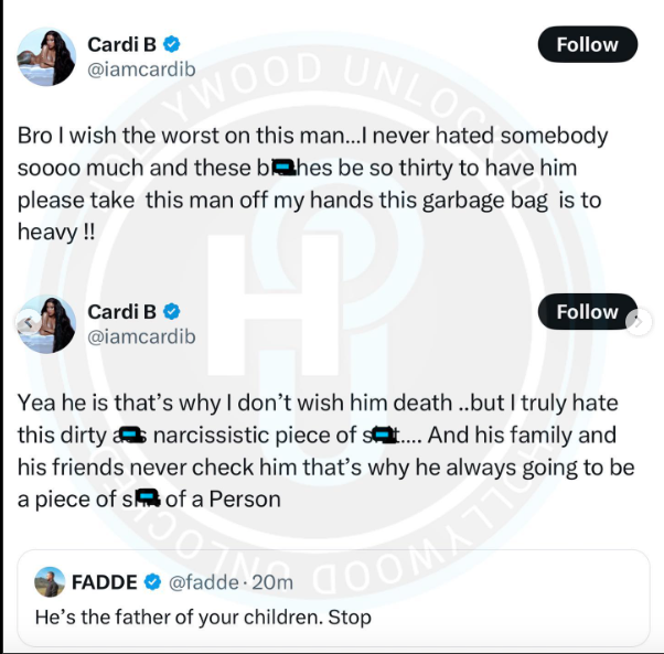 Cardi B 'wishes the worst' for estranged husband Offset