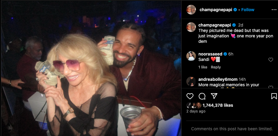 Drake defiantly strikes at enemies during birthday celebration (photos)