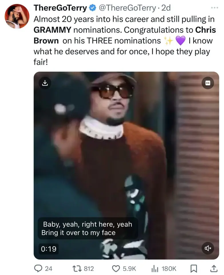 Grammys stir controversy over Chris Brown nominations