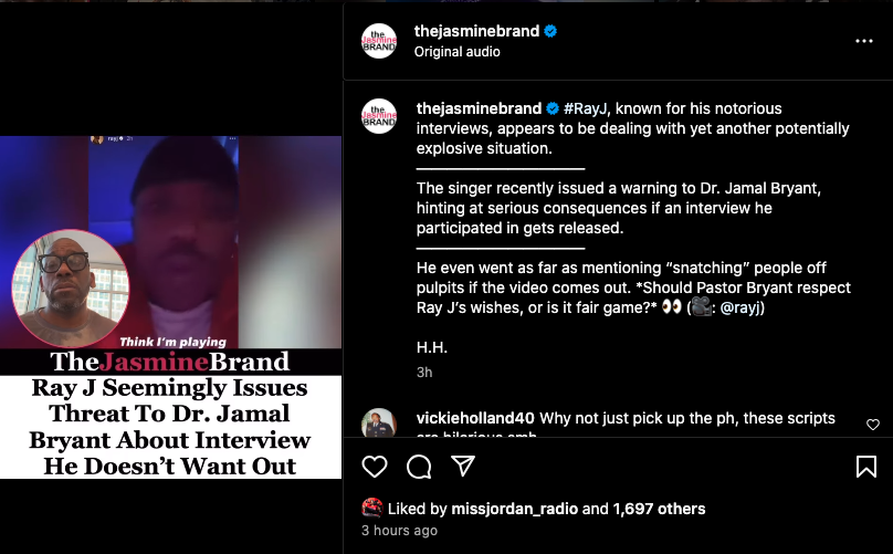 Ray J threatens Pastor Jamal Bryant not to post their interview or else