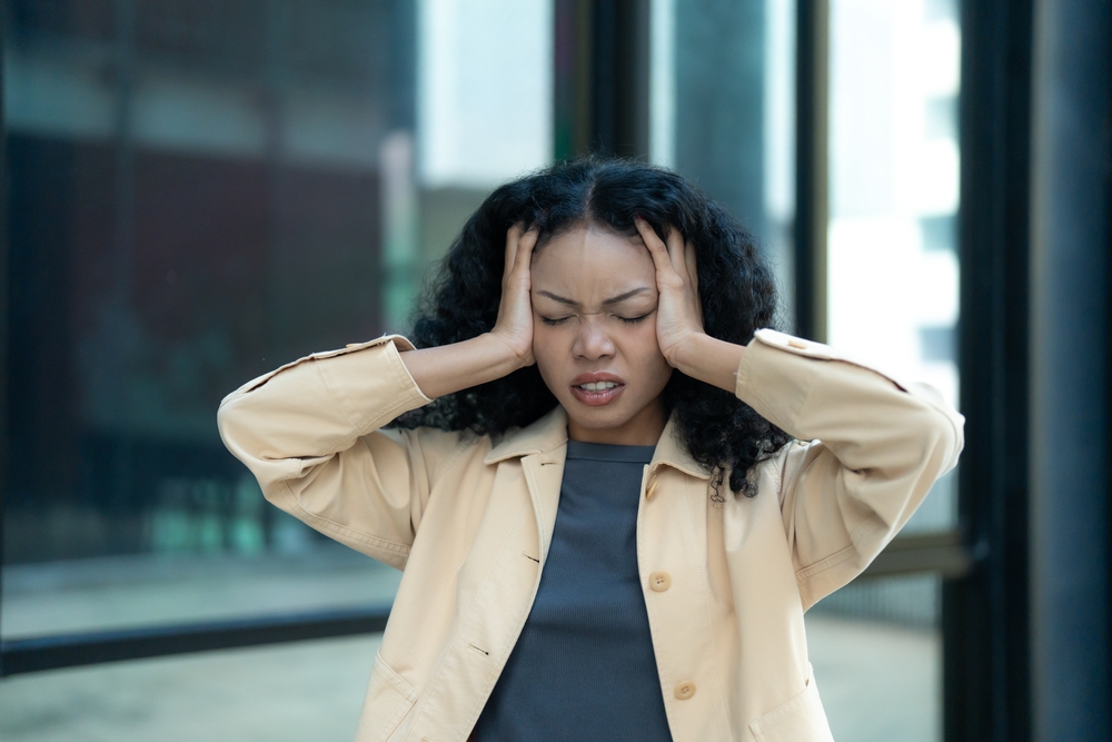 stressed african american woman