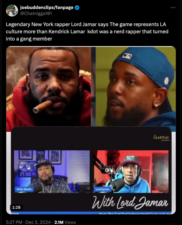 Lord Jamar torched for suggesting Kendrick Lamar doesn't represent L.A.